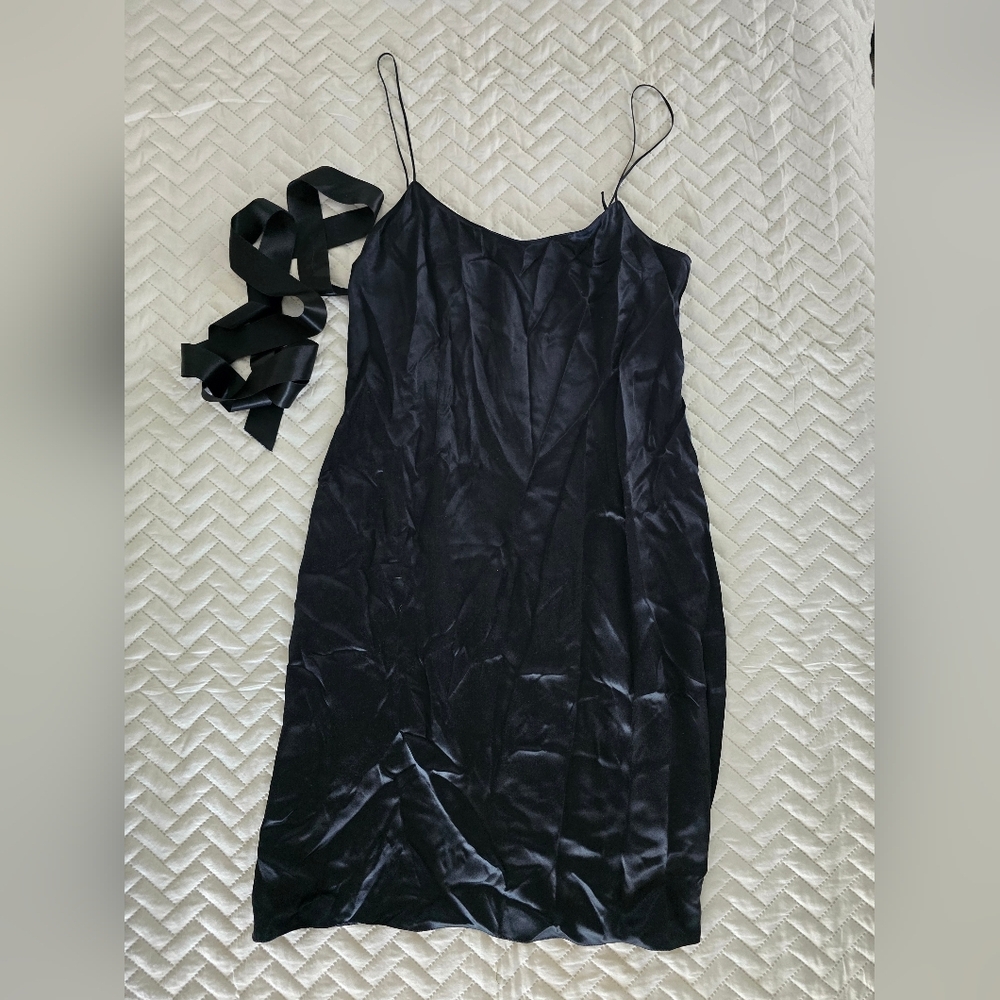 Rickie Freeman Teri John Black Silk Slip Dress - Picture 5 of 7